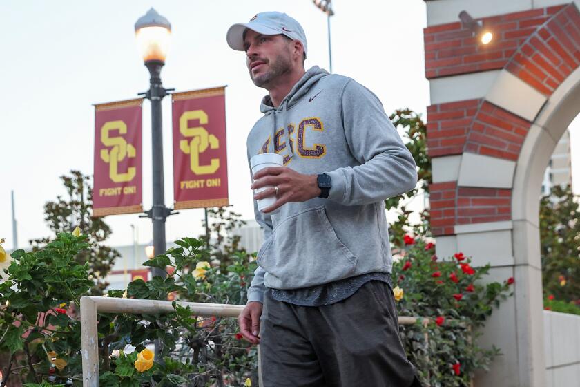 Los Angeles, CA, Friday, July 28, 2013 - The USC Trojans defensive coordinator Alex Grinch.