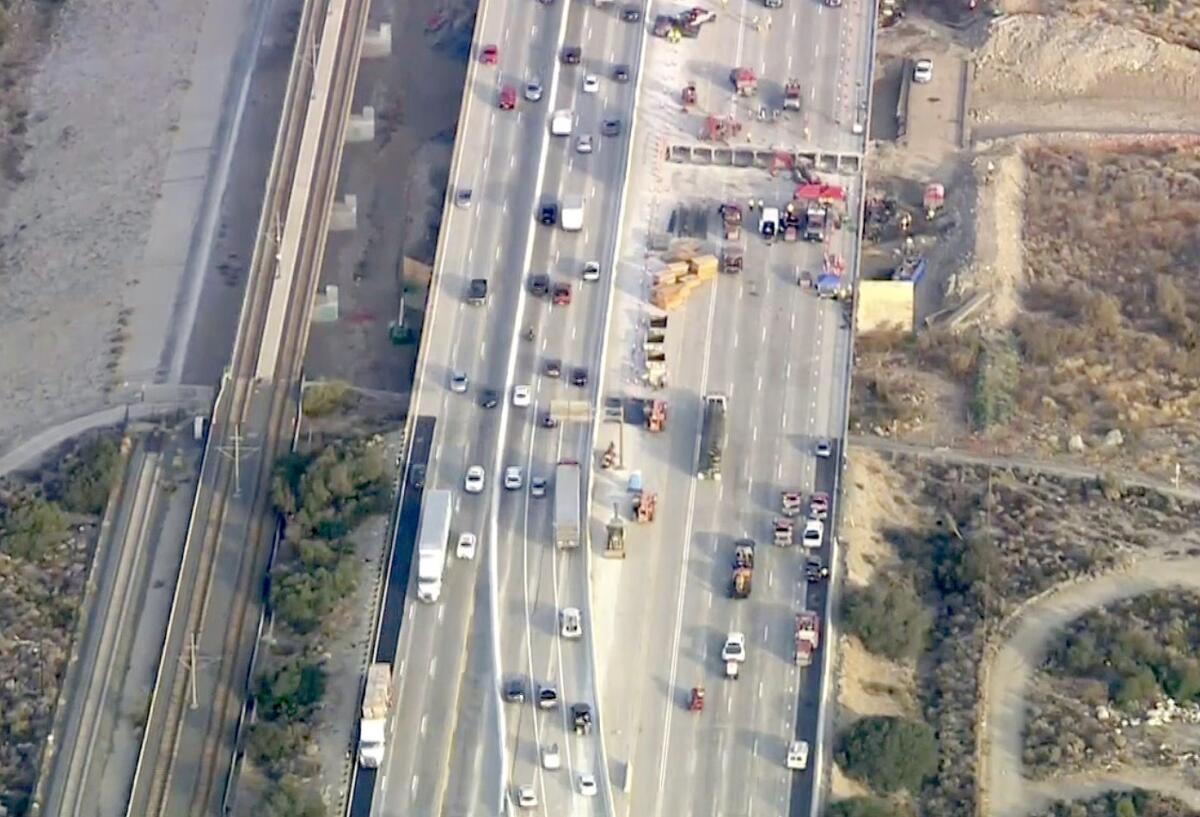 Aerial view of 210 Freeway closure