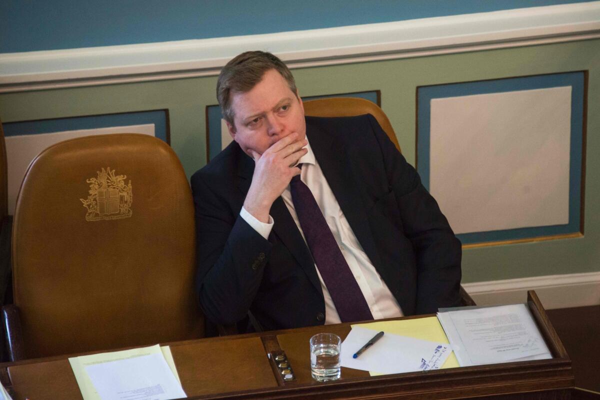Iceland's prime minister, Sigmundur David Gunnlaugsson, is facing calls to resign after his wife's name surfaced in the leaked documents.