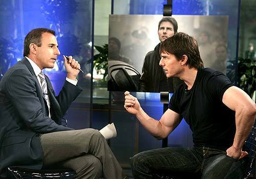 Tom Cruise gestures toward Matt Lauer during the telecast of NBCs "Today Show" in June. The two clashed during the interview when Lauer began discussing antidepressants and Scientology.