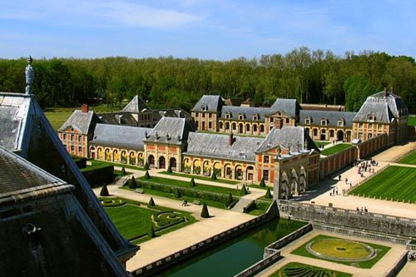 Vaux le Vicomte's stables and outbuildings, as seen from the recently opened tower at the 17th century chateau, about 35 miles southeast of Paris.