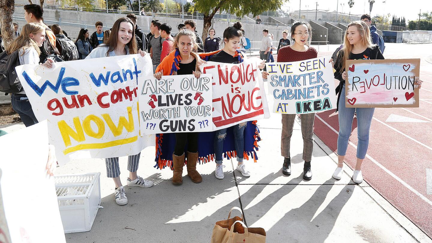 Photo Gallery: Crescenta Valley students participate in nationwide gun control protest in solidarity with students at Marjory Stoneman Douglas High School after shooting kills seventeen