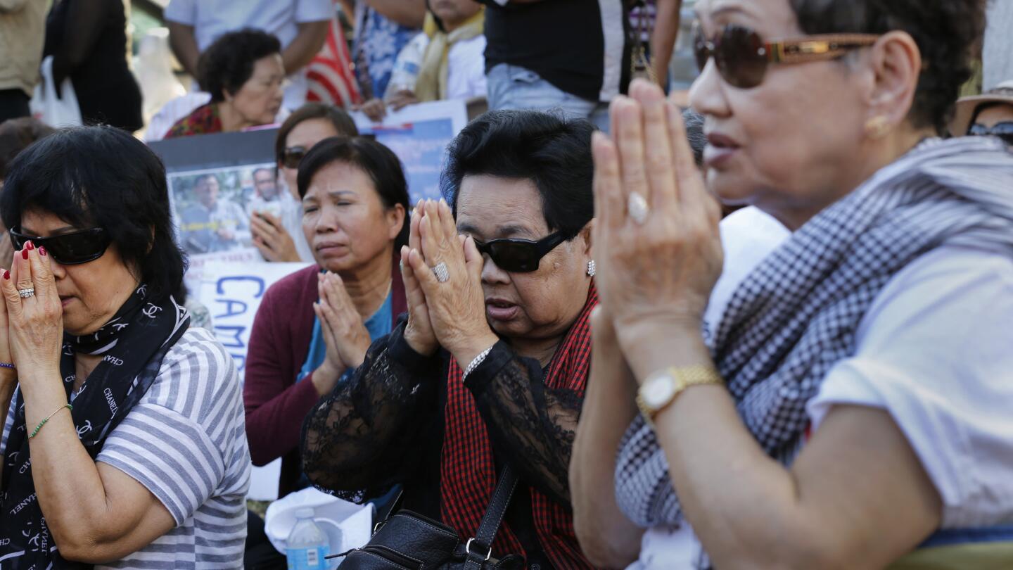 Cambodia Americans protest in Long Beach