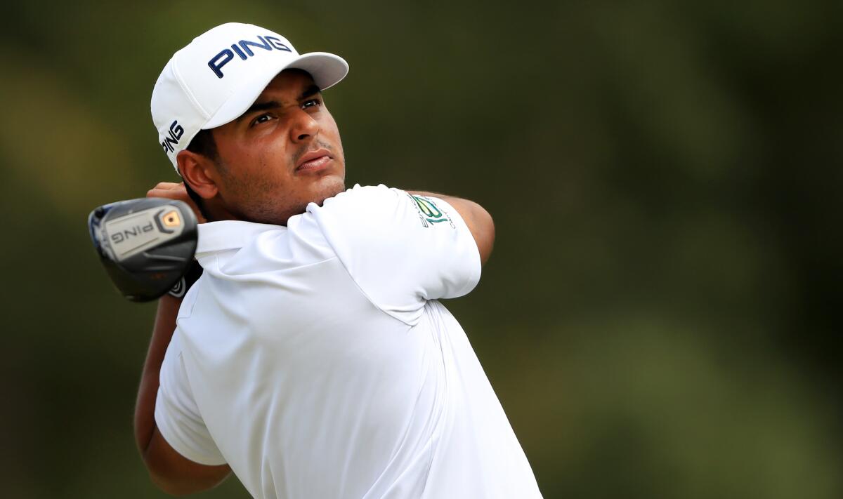 Sebastian Munoz plays from the fifth tee during the final round of the Sanderson Farms Championship on Sunday.