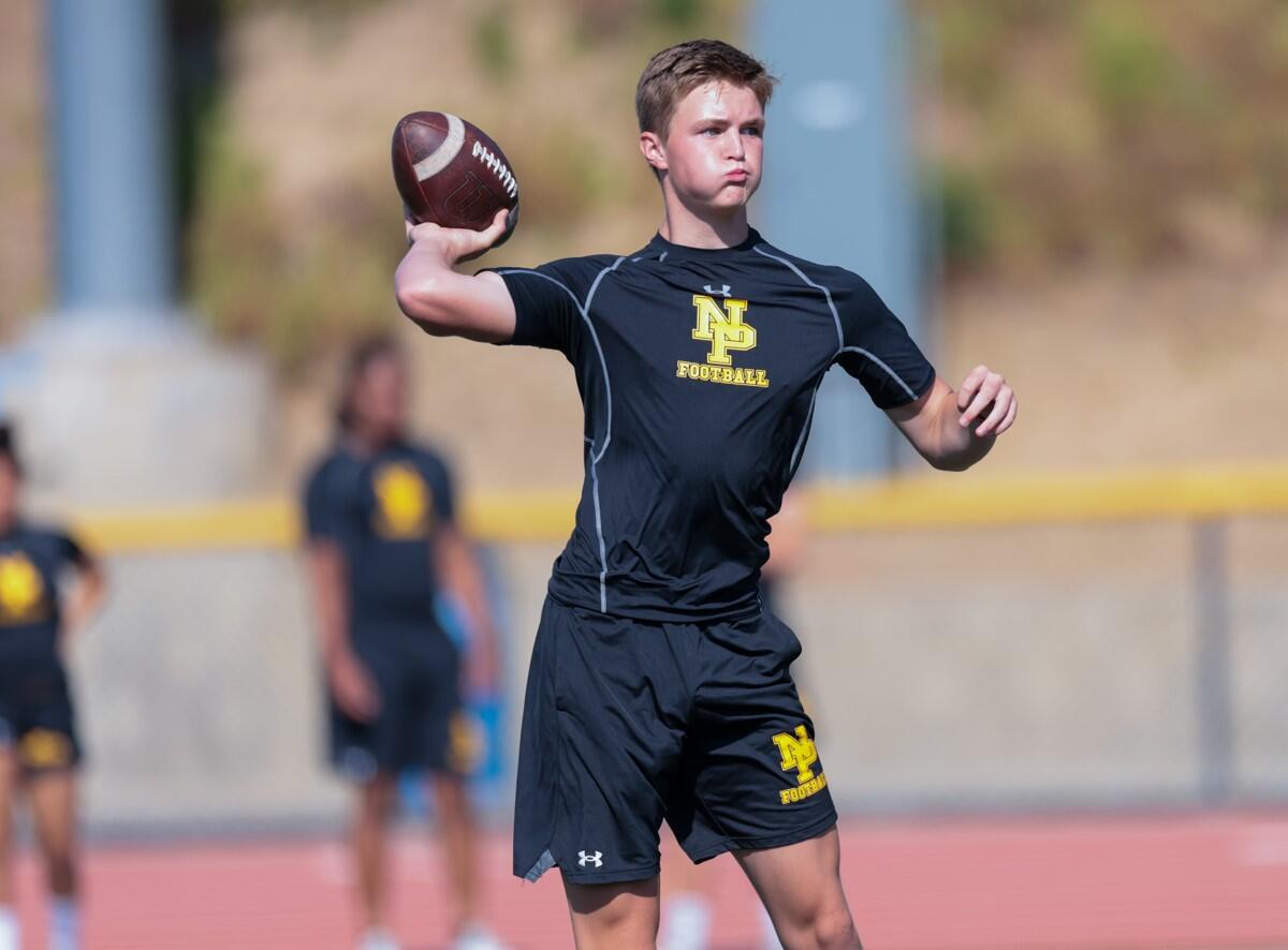 Freshman Brady Smigiel has grown to 6 feet 4 and will take over as the quarterback at Newbury Park.