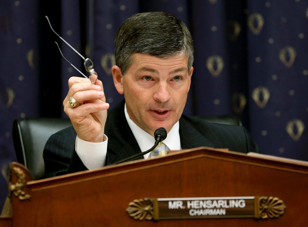 Rep. Jeb Hensarling (R-Texas), chairman of the House Financial Services Committee, poses a question during a 2013 hearing.