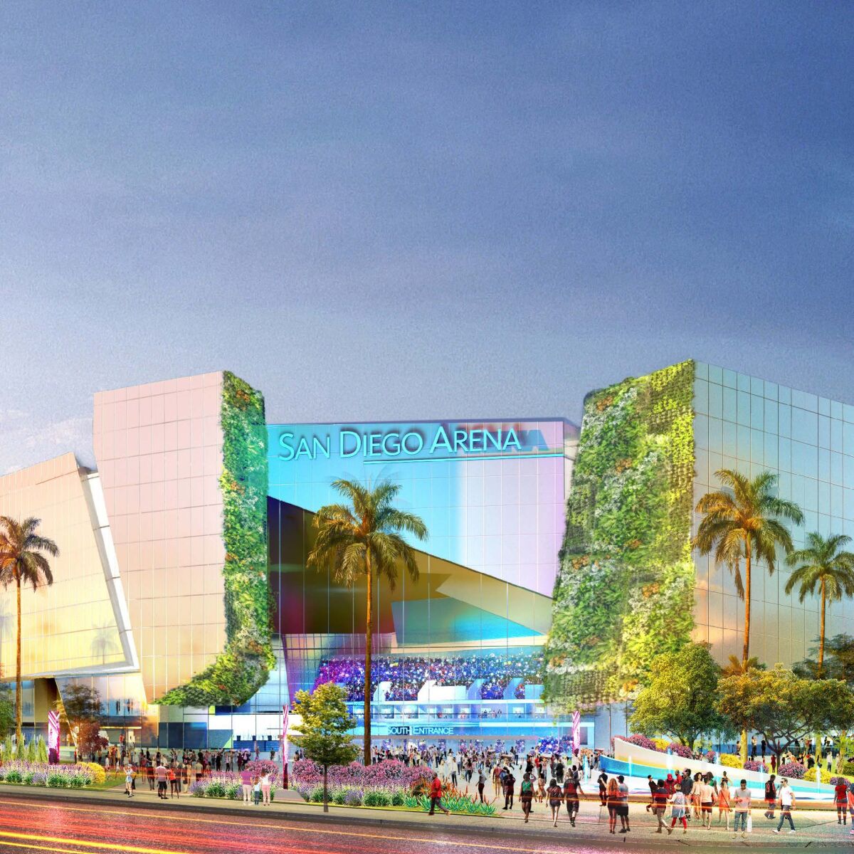 A rendering depicts a new arena that could be part of redevelopment plans for San Diego's Midway District.