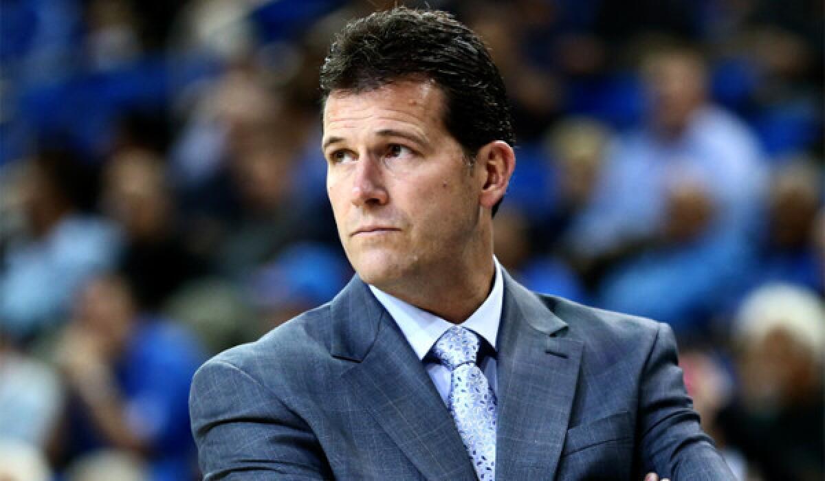 UCLA Coach Steve Alford looks on as the Bruins play Morehead State Eagles at Pauley Pavilion on Nov. 22.