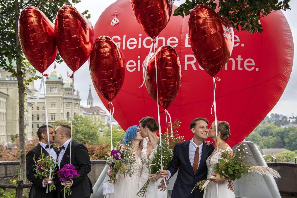 Swiss government: Same-sex couples can marry starting July 1 - The San  Diego Union-Tribune