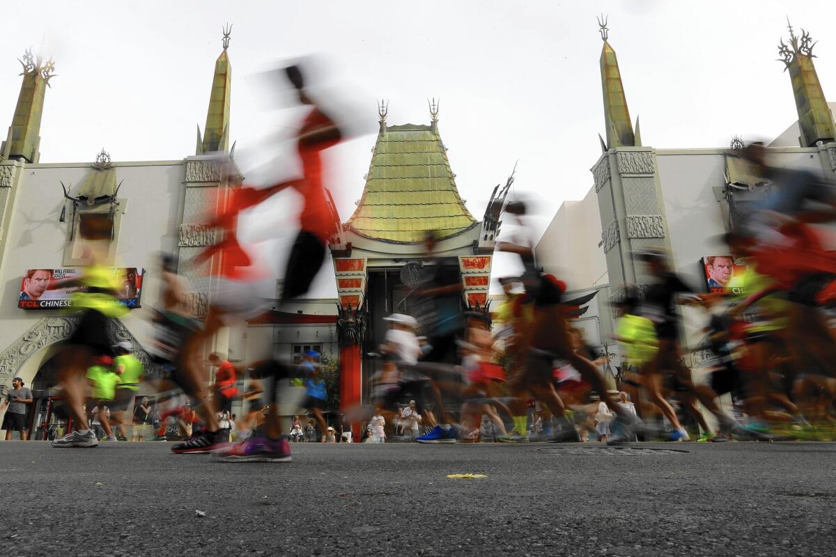 Remember, get in some stretching before the Los Angeles Marathon on Sunday, bring your support network to cheer you on and stay hydrated during the race. Oh, and enjoy the sights -- like the TCL Chinese Theatre in Hollywood.