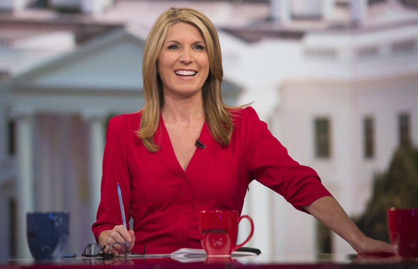 This image provided by MSNBC shows Nicolle Wallace on the set of "Deadline: White House." (Nathan Congleton/MSNBC via AP)