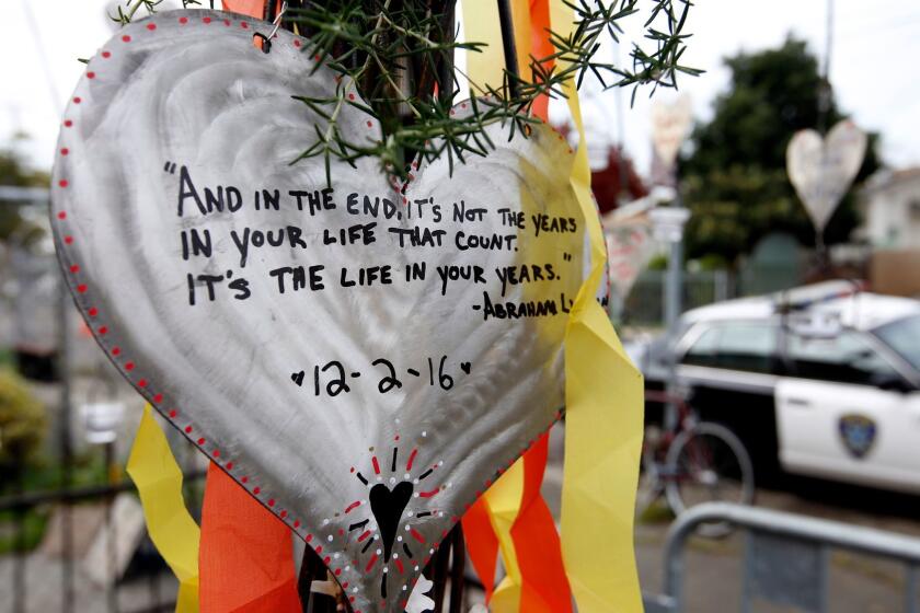 In the days after the Ghost Ship fire in Oakland, messages dedicated to victims were hung near the warehouse.