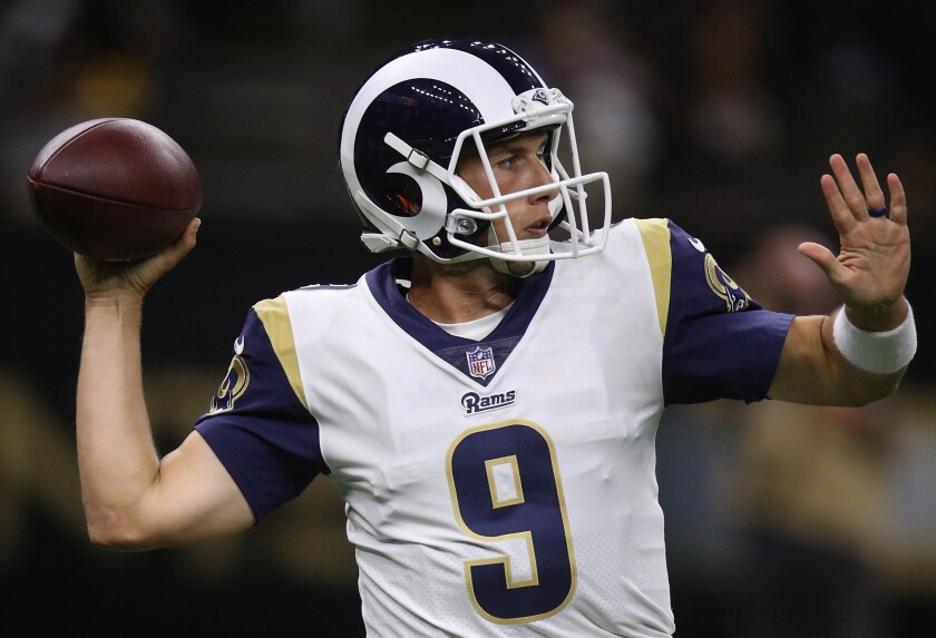 Luis Perez plays for the Rams during a preseason against the New Orleans Saints on Aug. 30, 2018, at Mercedes-Benz Superdome.