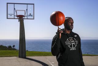 San Perdro, CA - February 16: Michael Creppy, owner of Vindicated Sports, helps launch and manage the careers of last chance basketball players. Creppy was photographed at Angels Gate Park on Wednesday, Feb. 16, 2022 in San Perdro, CA. (Irfan Khan / Los Angeles Times)