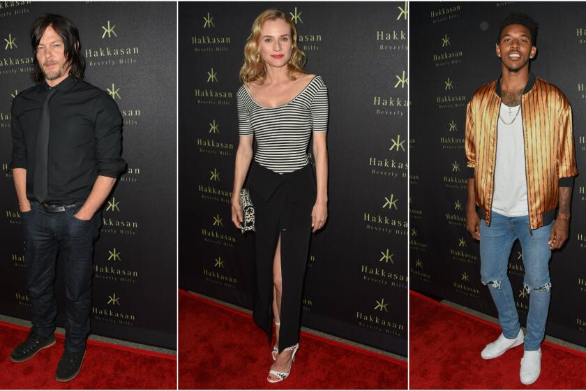 Attendees at Tuesday's Flaunt dinner at Hakkasan included honoree Norman Reedus, left, Diane Kruger and Los Angeles Laker Nick Young.