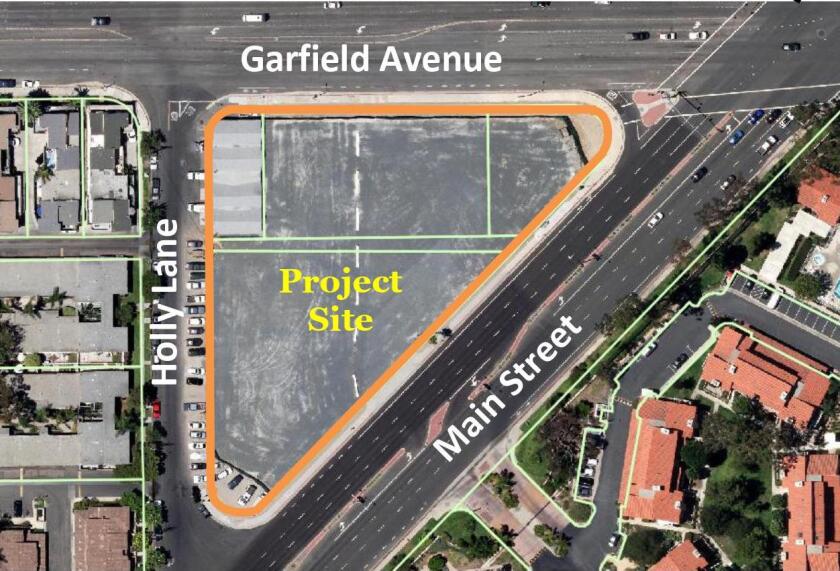 The Holly Triangle townhomes would be built on a 1.8 net acre lot in Huntington Beach.