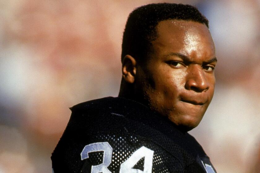 Bo Jackson played four NFL seasons with the Raiders before an injury cut his career short.
