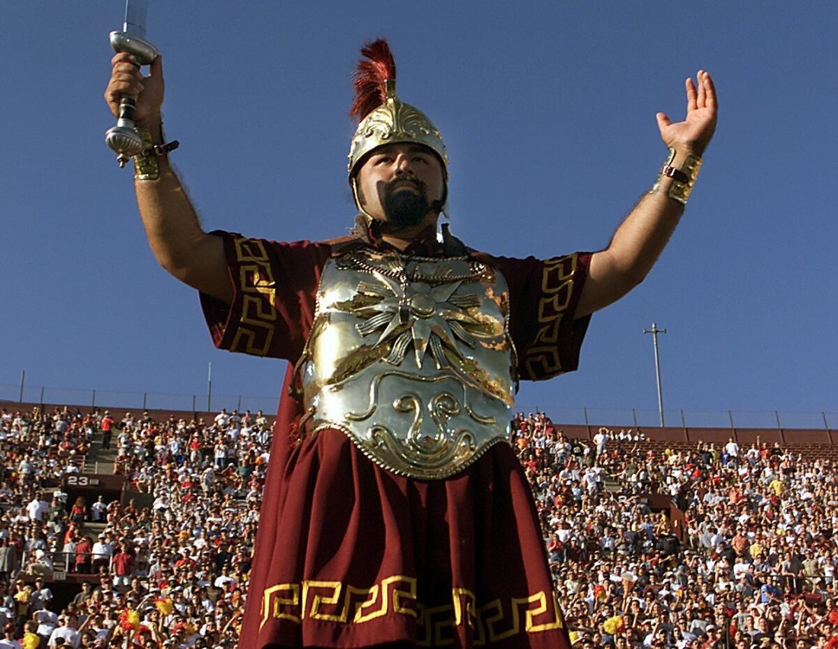USC's marching band performs at the the Los Angeles Memorial Coliseum on Sept. 9, 2000.