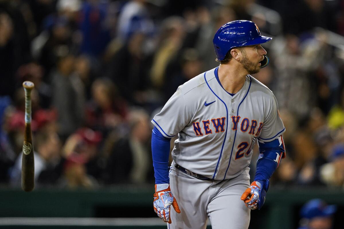 Pete Alonso of the New York Mets celebrates his grand slam in the