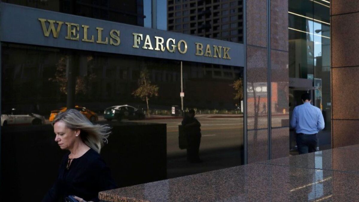 A Wells Fargo bank branch in downtown Los Angeles.