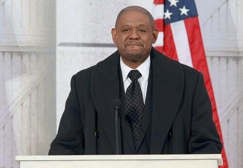 Actor Forrest Whittaker speaks at the We Are One concert at the Lincoln Memorial.