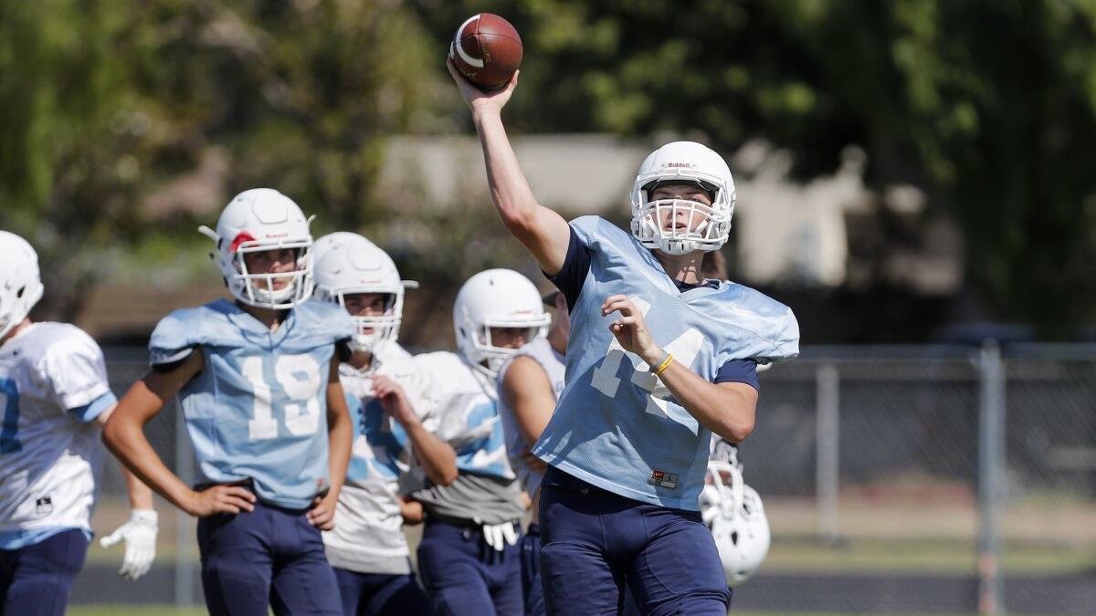 Ethan Garbers is entering his first season as Corona del Mar High's starting quarterback. He served as the backup last season, completing 18 of 33 passes for 292 yards and two touchdowns.