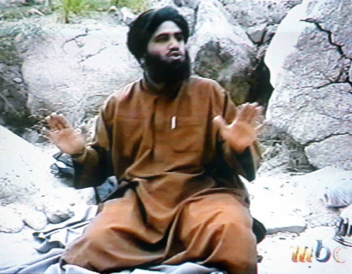 Sulaiman abu Ghaith in a video made after the Sept. 11, 2001, attacks. Abu Ghaith is on trial in New York on charges of conspiring to kill U.S. citizens. Prosecutors say he was Al Qaeda's chief spokesman.