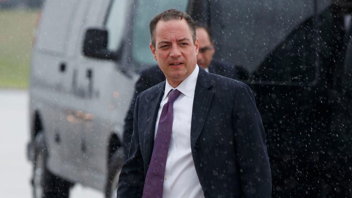 Former White House Chief of Staff Reince Priebus at Andrews Air Force Base, Md., on July 28.