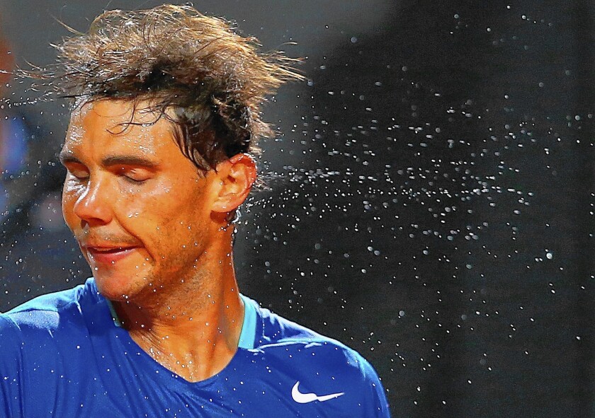 Sweat acts as a way to cool off, among other functions. Elite athletes, like Rafael Nadal of Spain, can sweat up to 3 gallons a day.