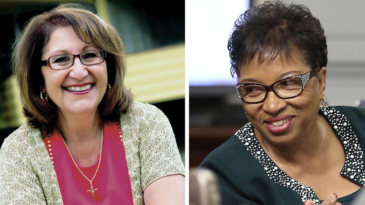Assembly candidates Eloise Reyes, left, and Cheryl Brown. (Associated Press)