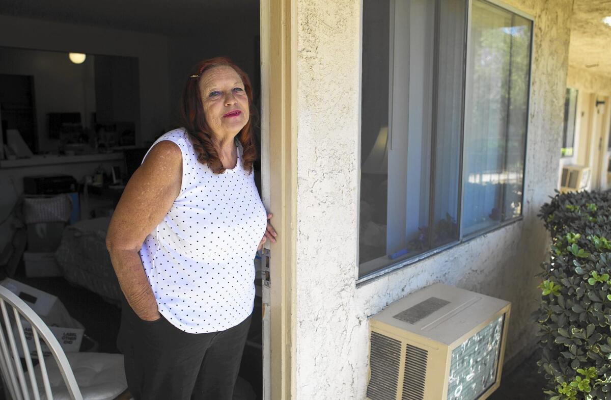 Karen Sullivan and her husband have lived at the Costa Mesa Motor Inn for 18 months. They’re preparing to move to an apartment nearby.