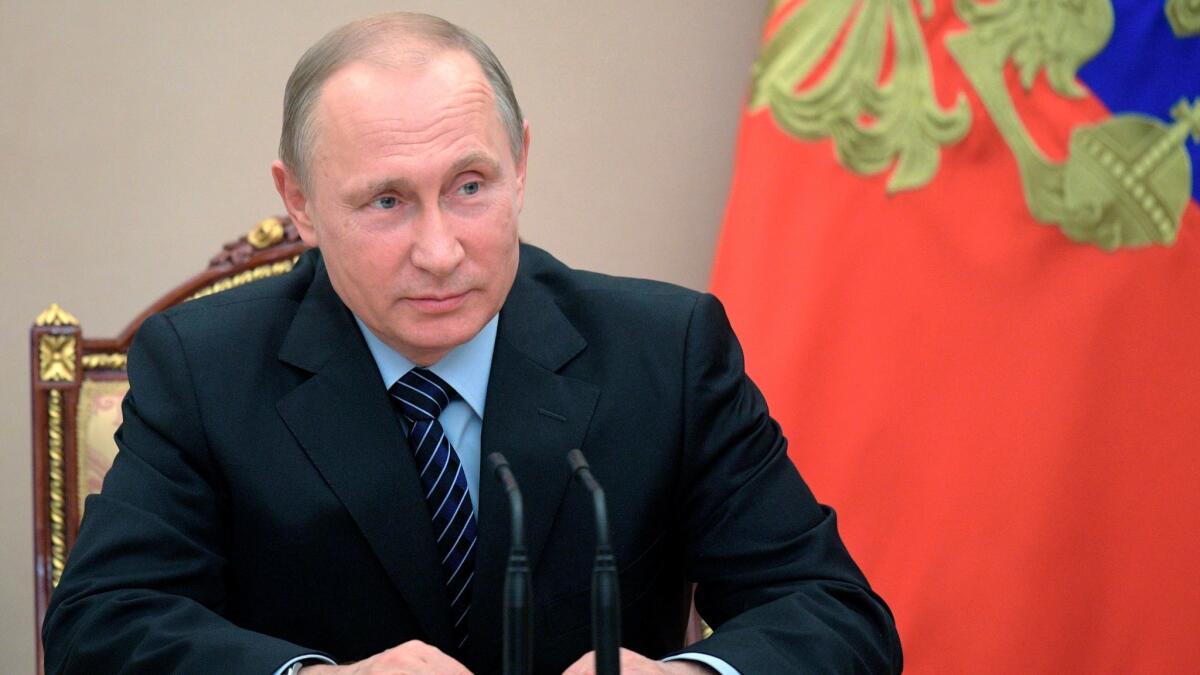 Russian President Vladimir Putin chairs a Security Council meeting in Moscow, Russia on June 16.