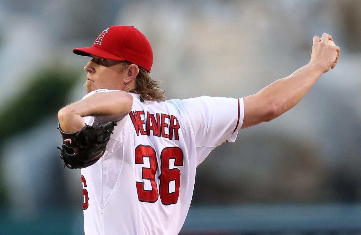 Angels ace Jered Weaver has allowed two or fewer runs in each of his last six starts.