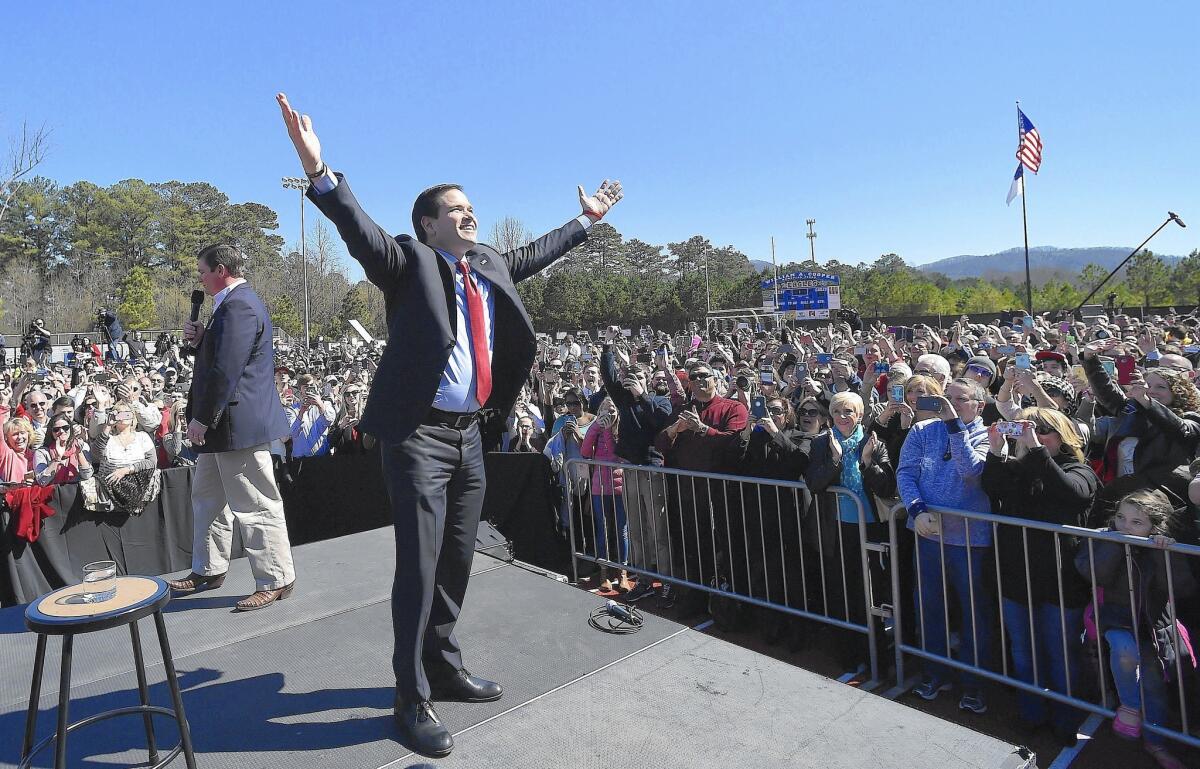 Republican presidential candidate Marco Rubio on the campaign trail.