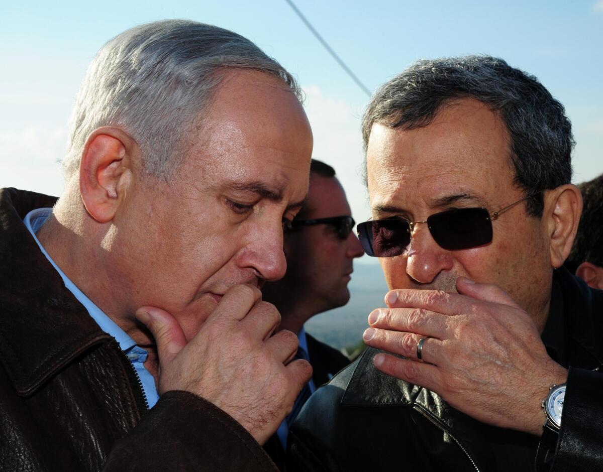 In 2012, Israeli Defense Minister Ehud Barak, right, with Prime Minister Benjamin Netanyahu.