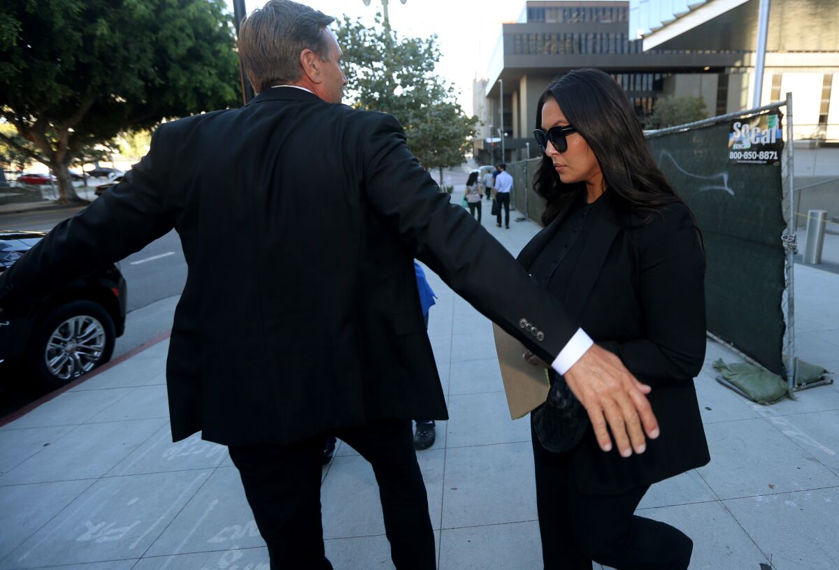Vanessa Bryant leaves a federal courthouse in Los Angeles on Wednesday.