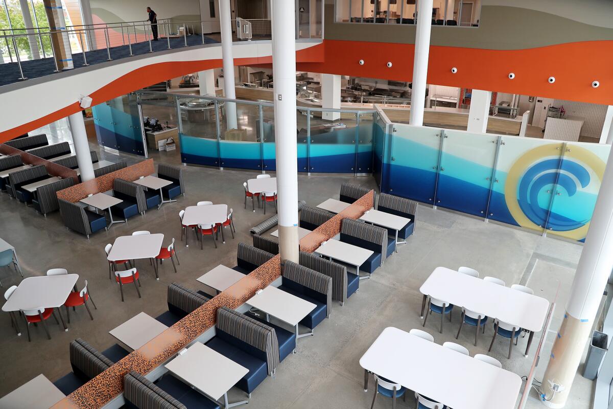 A cafeteria in the new College Center building at Orange Coast College in Costa Mesa.