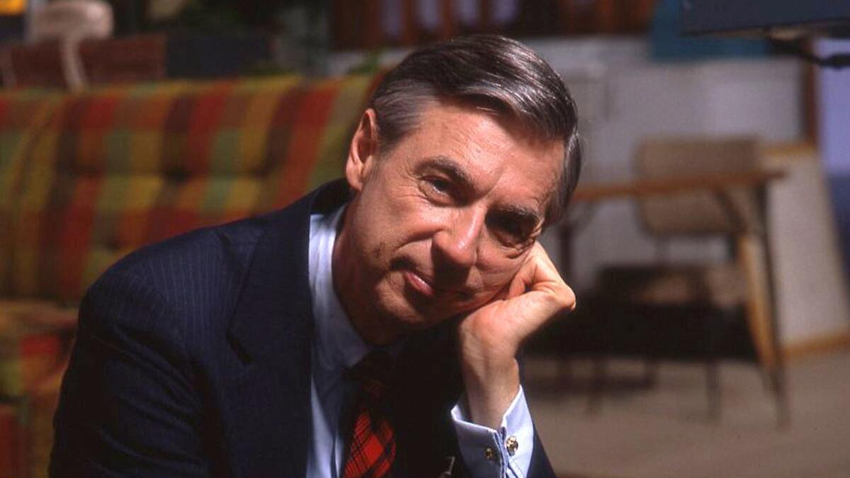 This image released by Focus Features shows Fred Rogers on the set of his show "Mr. Rogers Neighborhood" from the film, "Won't You Be My Neighbor."