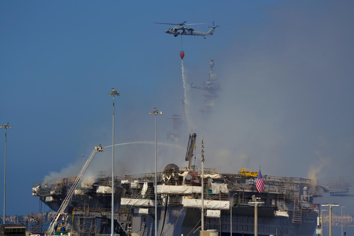 Inferno on San Diego Navy ship Bonhomme Richard into second day