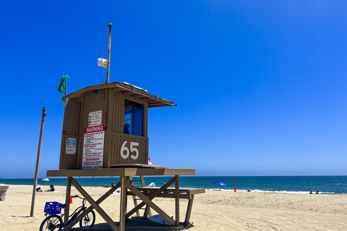 Lifeguard tower 65 at Santa Ana River Beach.