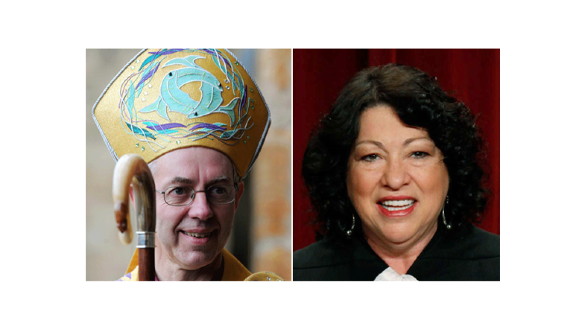 Archbishop of Canterbury Justin Welby and Supreme Court Justice Sonia Sotomayor.