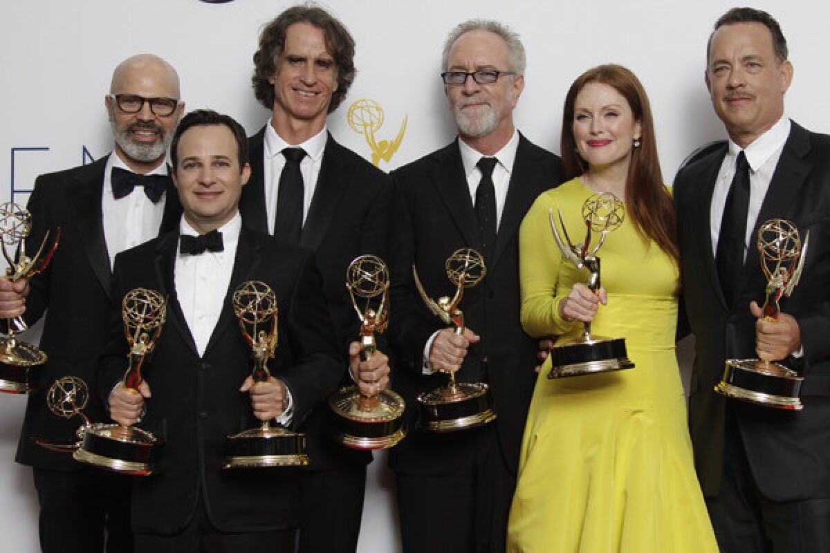 Members of "Game Change" celebrate their multiple Emmys.