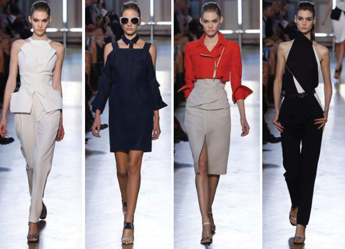 Looks from the Roland Mouret spring-summer 2013 collection shown during Paris Fashion Week.