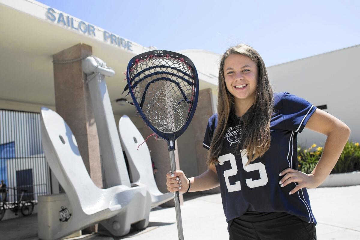 Newport Harbor High girls' lacrosse goalie Hannah Sanders is the Daily Pilot High School Athlete of the Week.