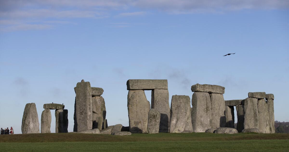 The stone circle of Stonehenge, in Wiltshire, England.