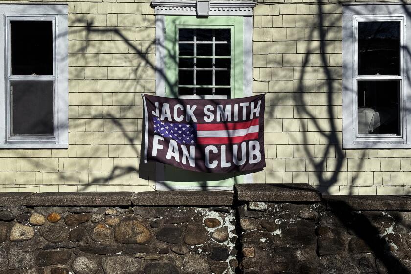 UNITED STATES - FEBRUARY 4: A flag supporting special counsel Jack Smith is seen on a house in Roslyn Heights, N.Y., on Sunday, February 4, 2024. Smith is prosecuting former President Donald Trump. (Tom Williams/CQ-Roll Call, Inc via Getty Images)