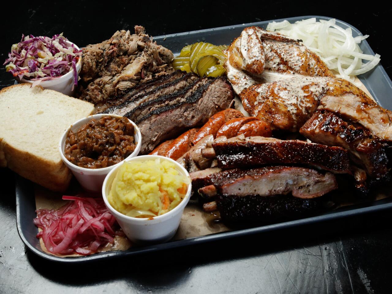 A barbecue platter at Slab.