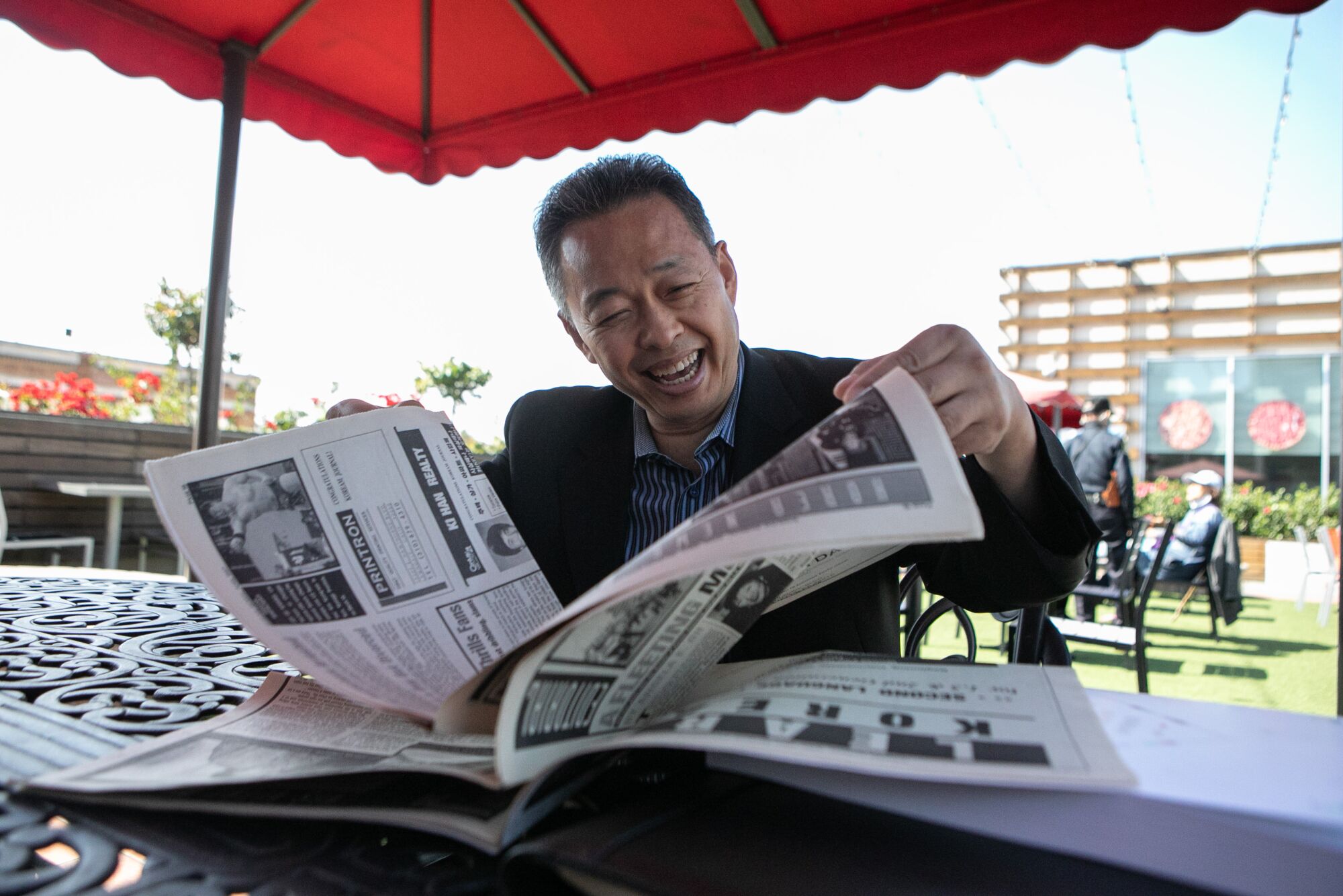 T.C. Kim, a longtime community leader and a former journalist, at the California Market in Koreatown.