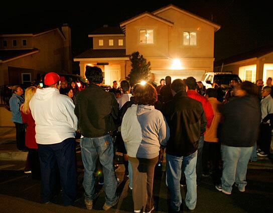 crowd front house