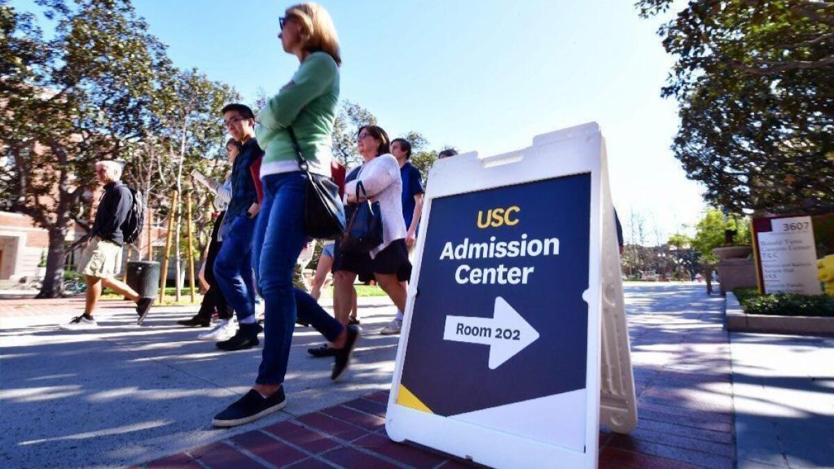 Adults and prospective students tour USC in Los Angeles this month.
